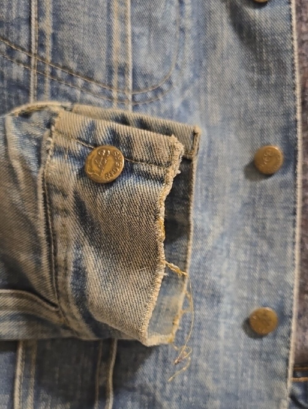 Lee Storm Rider Denim Jacket with Tan Corduroy Collar (1980-1985) - Picture 4 of 12